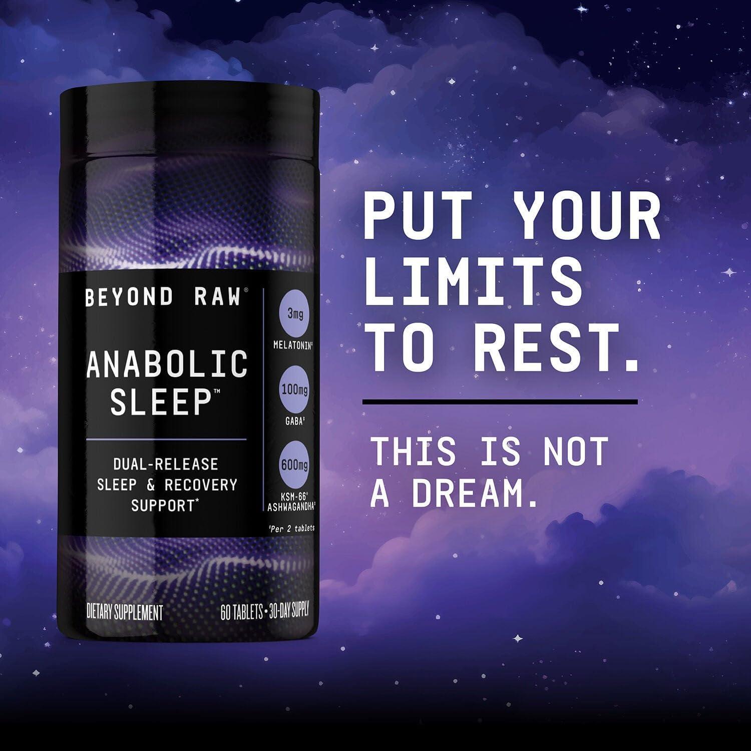 imageBEYOND RAW Anabolic Sleep DuelRelease Stress Sleep amp Recovery Support 60 Count