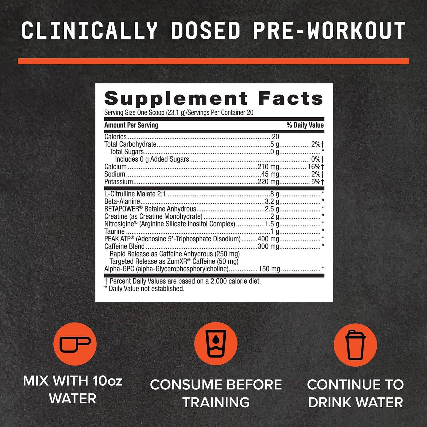 imageBEYOND RAW LIT Advanced Pre Workout Formula Lemon Ice for Energy Focus Endurance Pumps with 300mg Rapid and Targeted Release Caffeine Creatine Betaine Beta Alanine Taurine 20 ServingsSweet and Tart