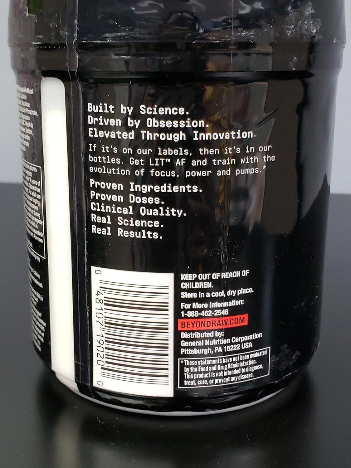 imageBEYOND RAW LIT Advanced Pre Workout Formula Lemon Ice for Energy Focus Endurance Pumps with 300mg Rapid and Targeted Release Caffeine Creatine Betaine Beta Alanine Taurine 20 ServingsSweet and Tart