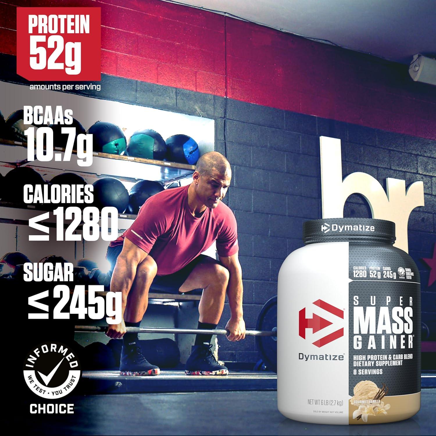 imageDymatize Super Mass Gainer Protein Powder Gourmet Vanilla 52g Protein 1g Creatine 1280 Calories 107g BCAAs 245g Carbs Contains Whey Protein Powder Isolate and Casein 8 ServingsFruity Pebbles