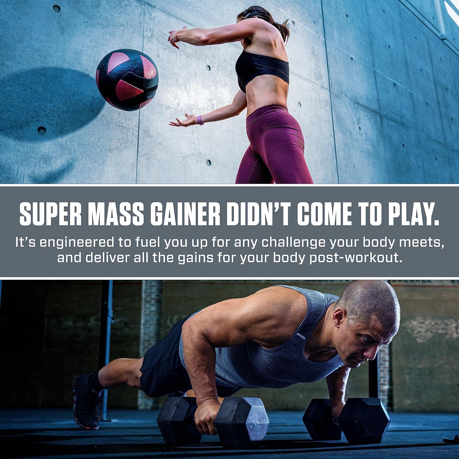 imageDymatize Super Mass Gainer Protein Powder Gourmet Vanilla 52g Protein 1g Creatine 1280 Calories 107g BCAAs 245g Carbs Contains Whey Protein Powder Isolate and Casein 8 ServingsRich Chocolate