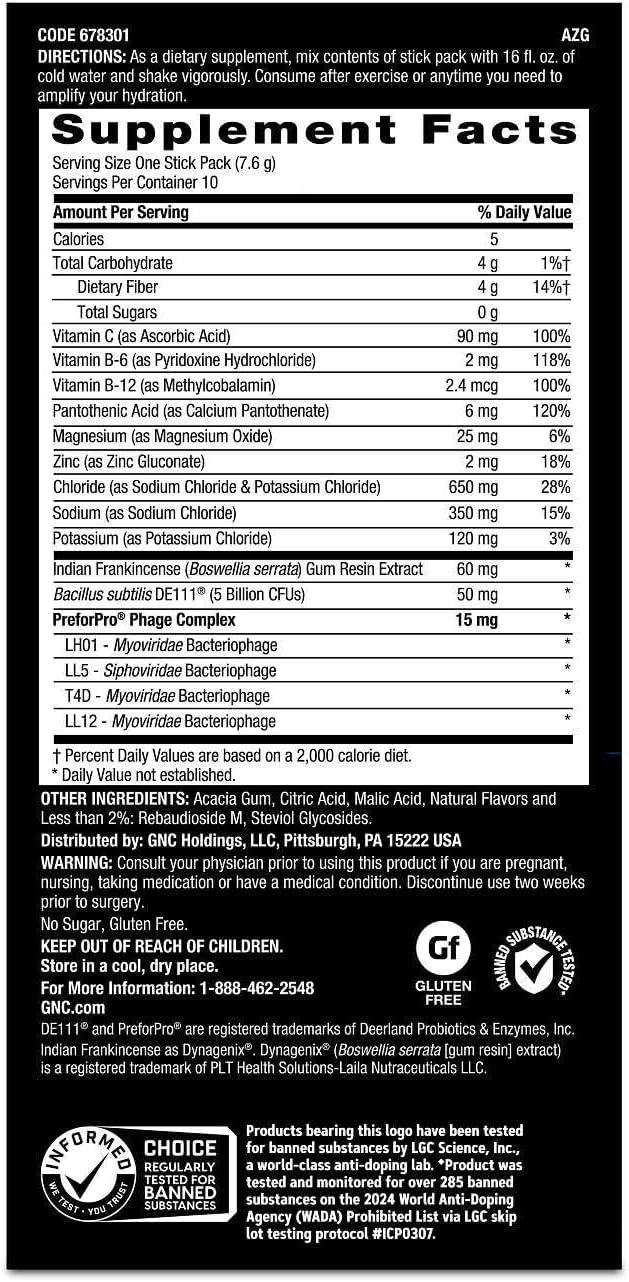 imageGNC AMP Amplified Hydration Electrolyte Powder Drink Mix Enhanced Electrolyte amp Healthy Digestion Complex Acai Blueberry Pomegranate 10 CountAcai Blueberry Pomegranate