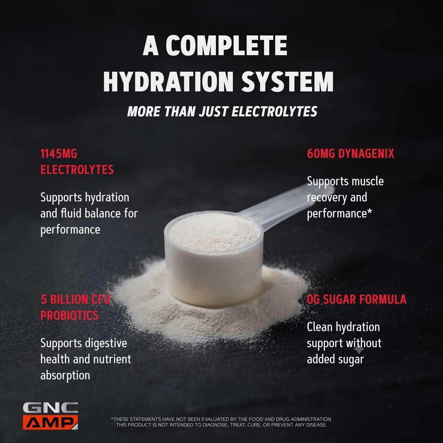 imageGNC AMP Amplified Hydration Electrolyte Powder Drink Mix Enhanced Electrolyte amp Healthy Digestion Complex Acai Blueberry Pomegranate 10 CountLemon