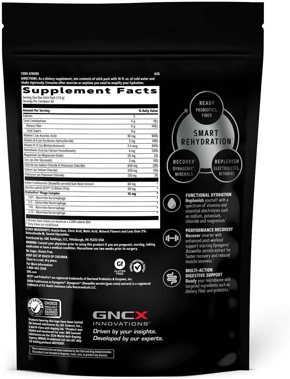 imageGNC AMP Amplified Hydration Electrolyte Powder Drink Mix Enhanced Electrolyte amp Healthy Digestion Complex Acai Blueberry Pomegranate 10 CountTropical Punch