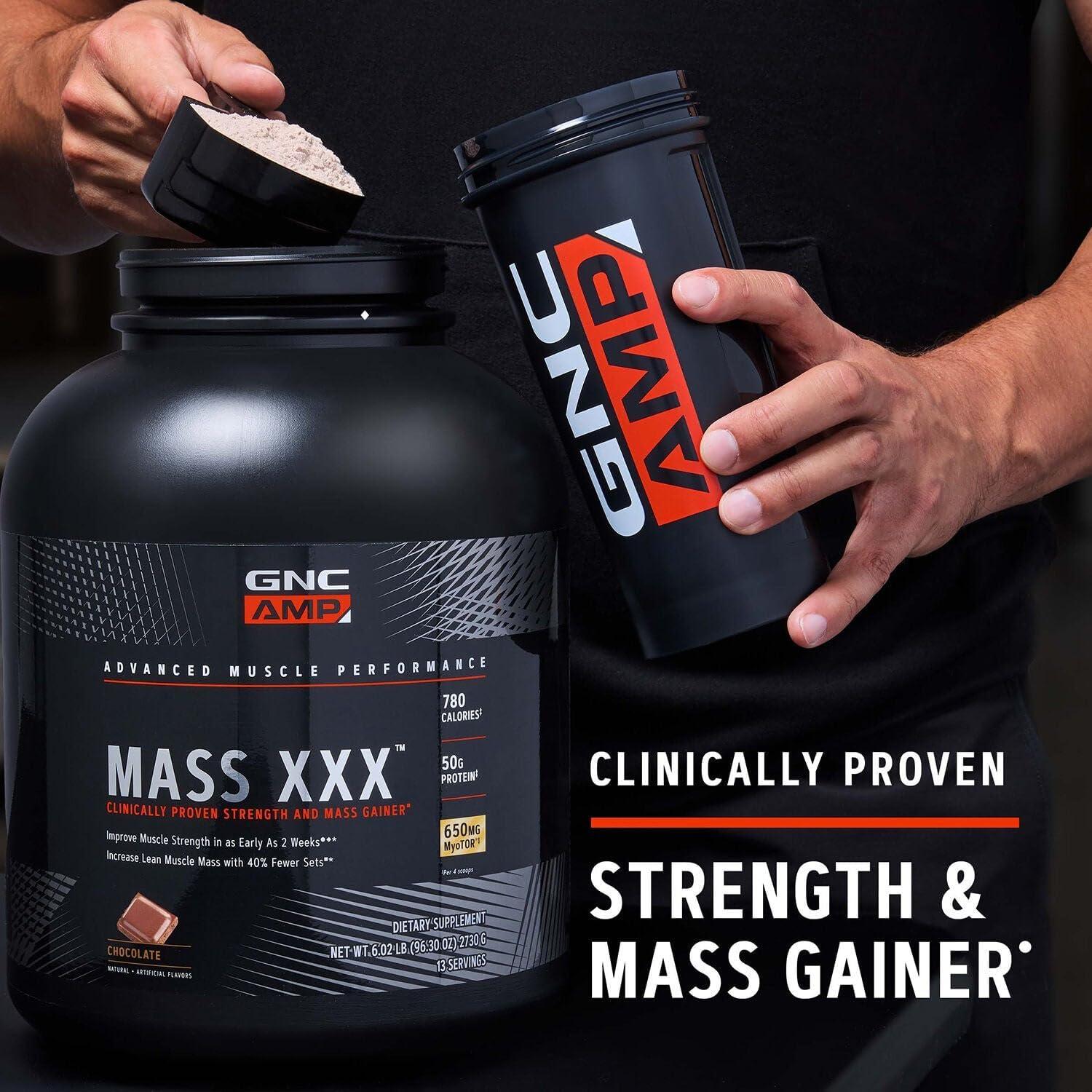 imageGNC AMP Mass XXX Clinically Proven Weight Gainer Protein Powder Improves Strength and Size 780 Calories 50g Protein Micronized Amino Acids Creatine Betaine Vanilla 13 Servings 6 PoundsVanilla