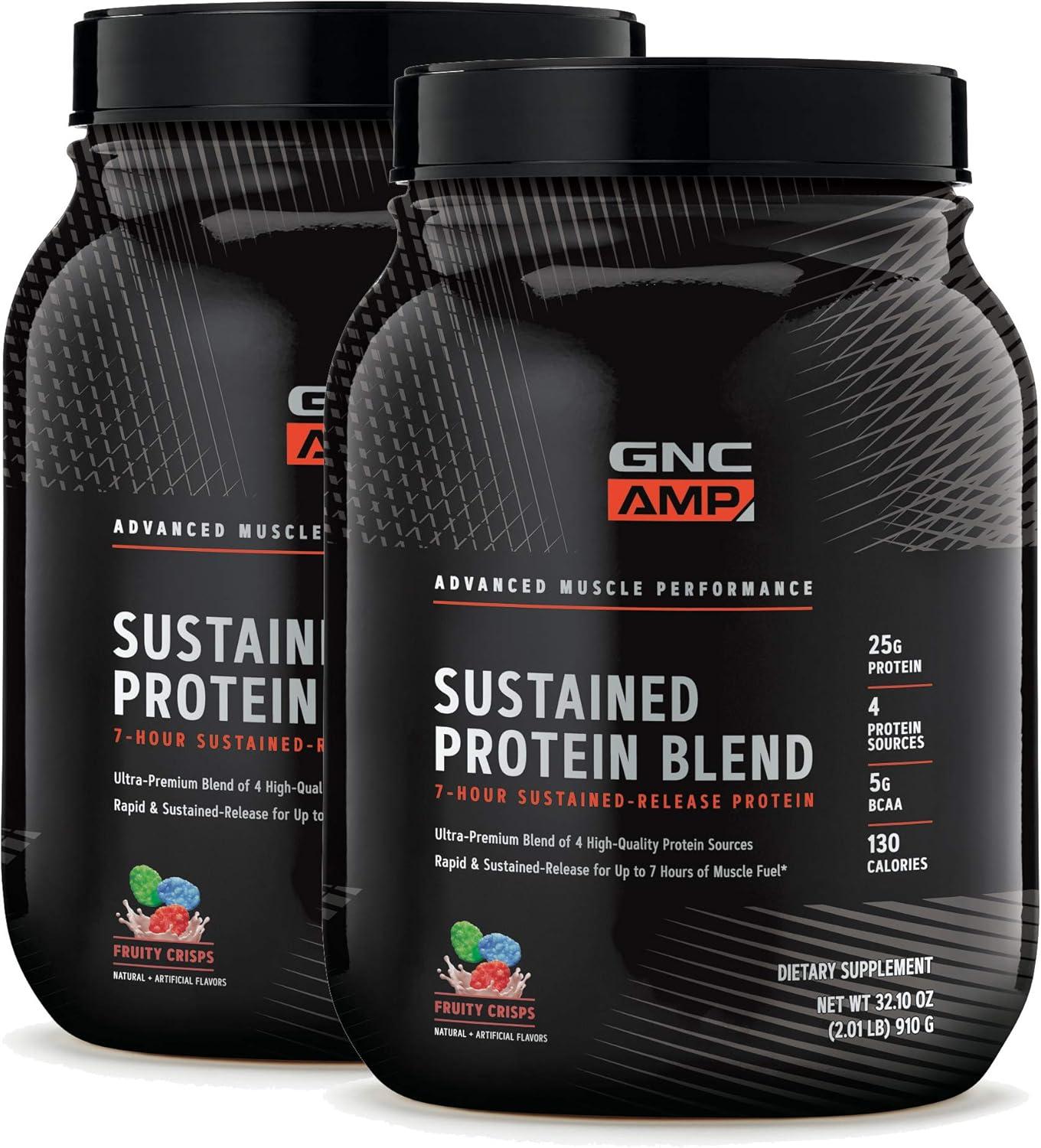 imageGNC AMP Sustained Protein Blend Cinnamon Toast 28 ServingsFruity Crisps