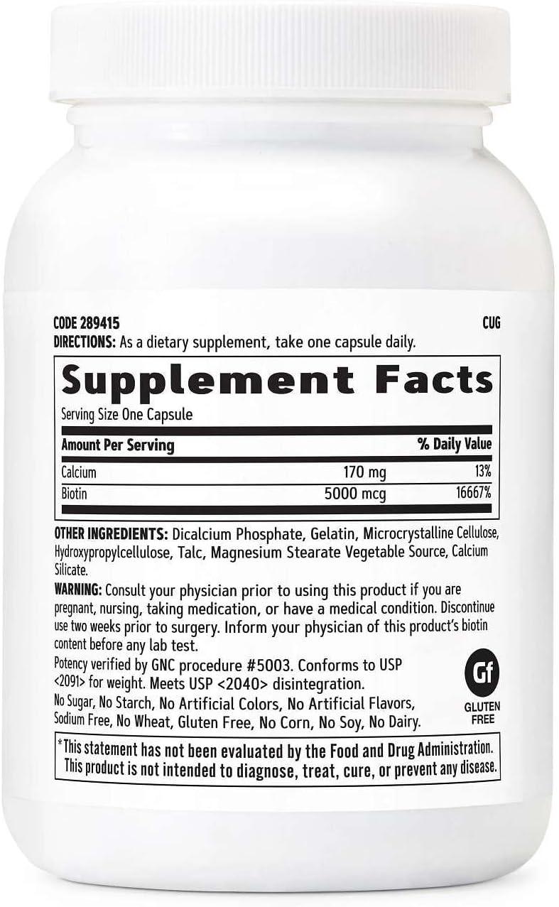 imageGNC Biotin 5000mcg Supplement Supports Healthy Hair Skin and Nails 120 Servings