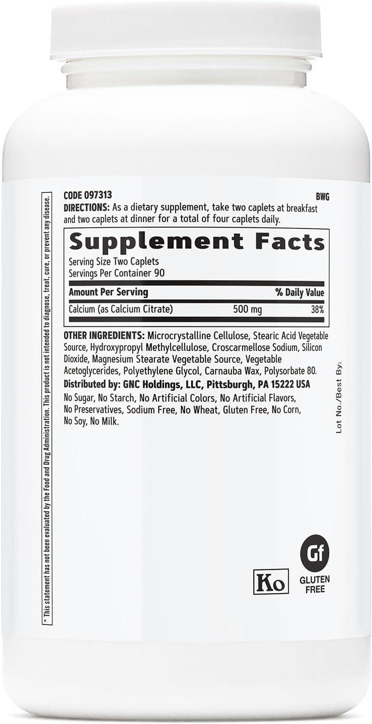 imageGNC Calcium Citrate 1000mg Essential for Building Strong Bones 180 Vegetarian Caplets180 Count Pack of 2