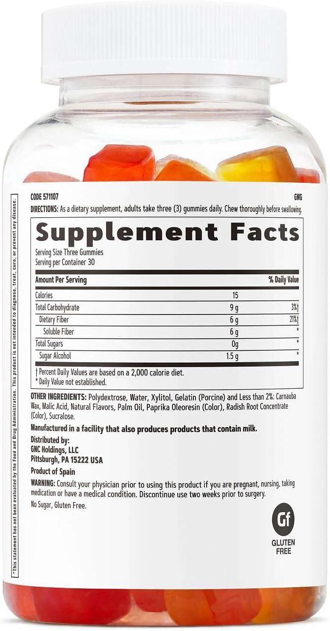 imageGNC Fiber 6g Gummy Supports Healthy Digestion amp Regularity Mixed Fruit 90 Count