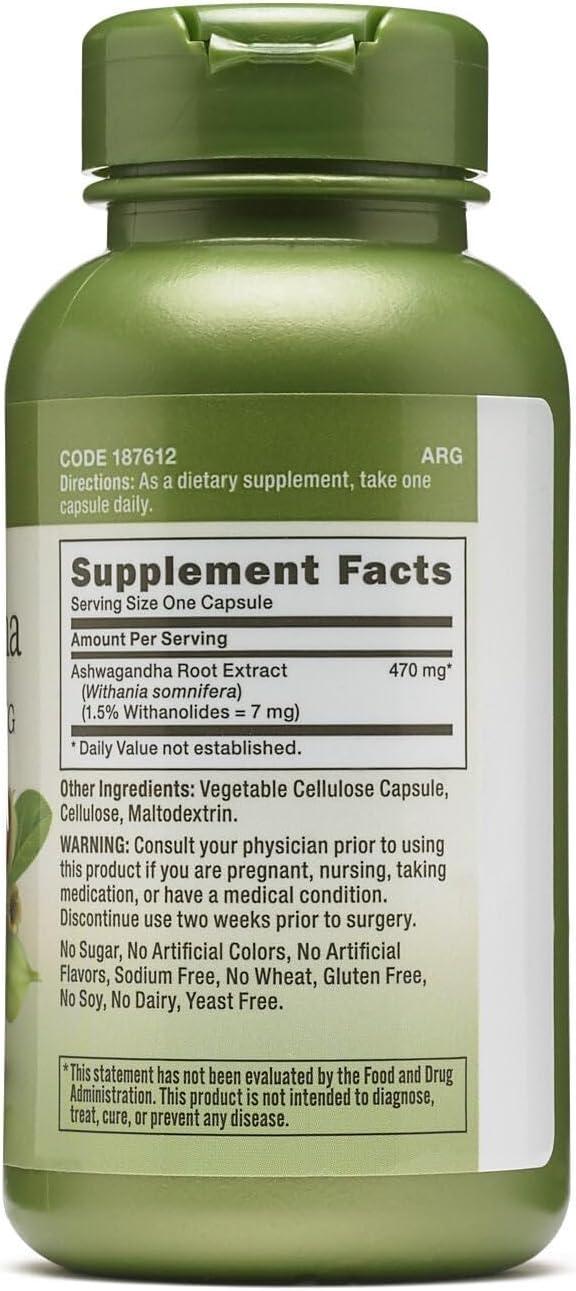 imageGNC Herbal Plus Ashwagandha Extract 470mg Supplement Vegetarian Provides General WellBeing 100 Servings