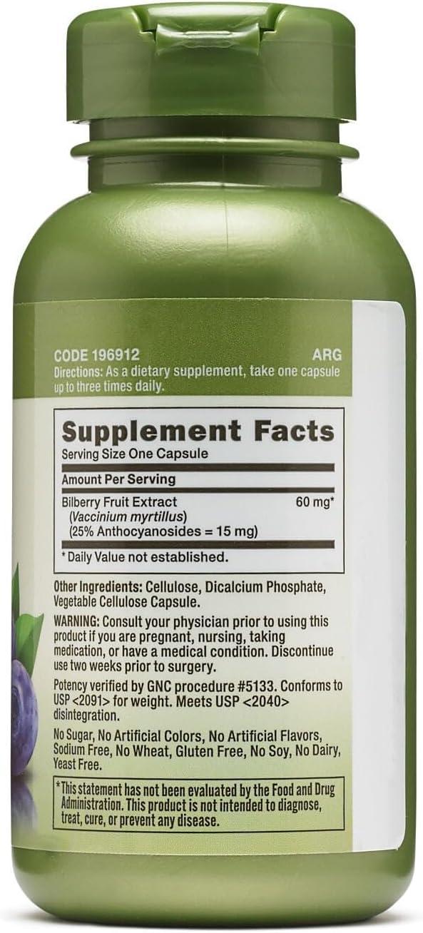 imageGNC Herbal Plus Bilberry Extract Supplement Vegetarian Supports Eye and Health 100 Servings