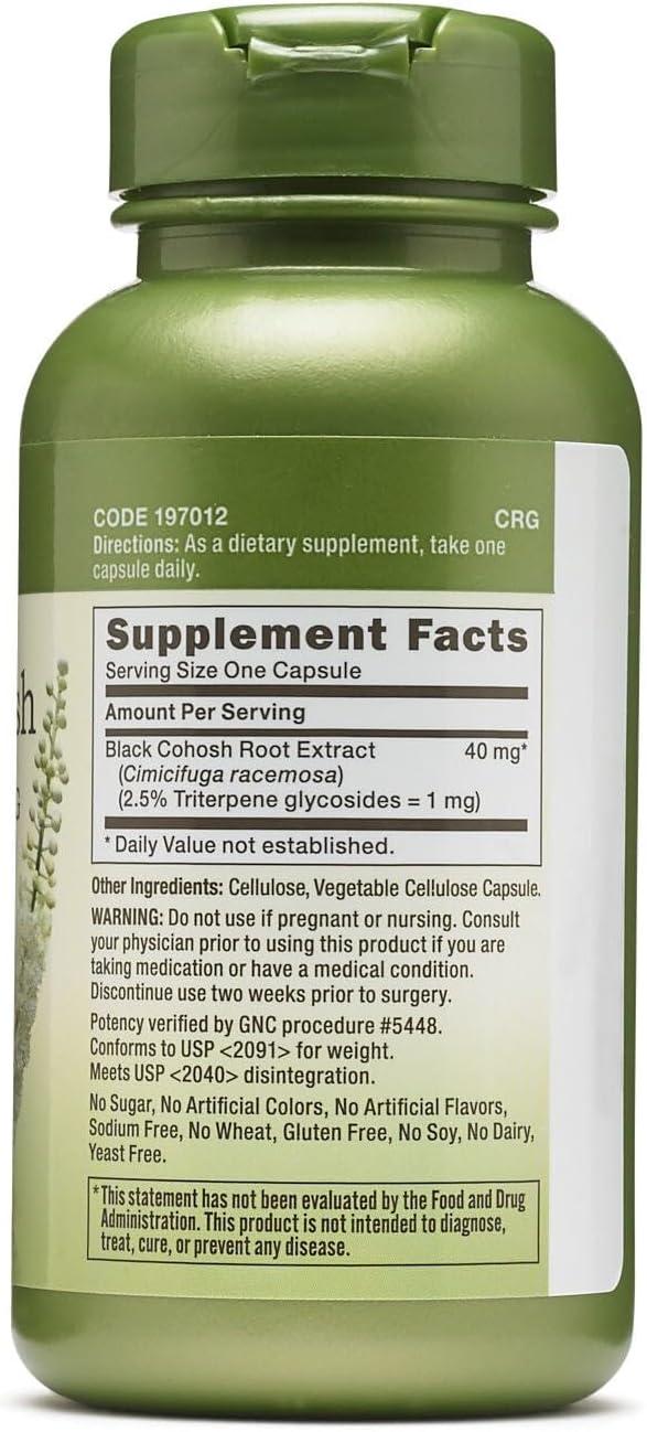 imageGNC Herbal Plus Black Cohosh Extract 40mg Supplement Vegetarian Support for Menopause 100 Servings