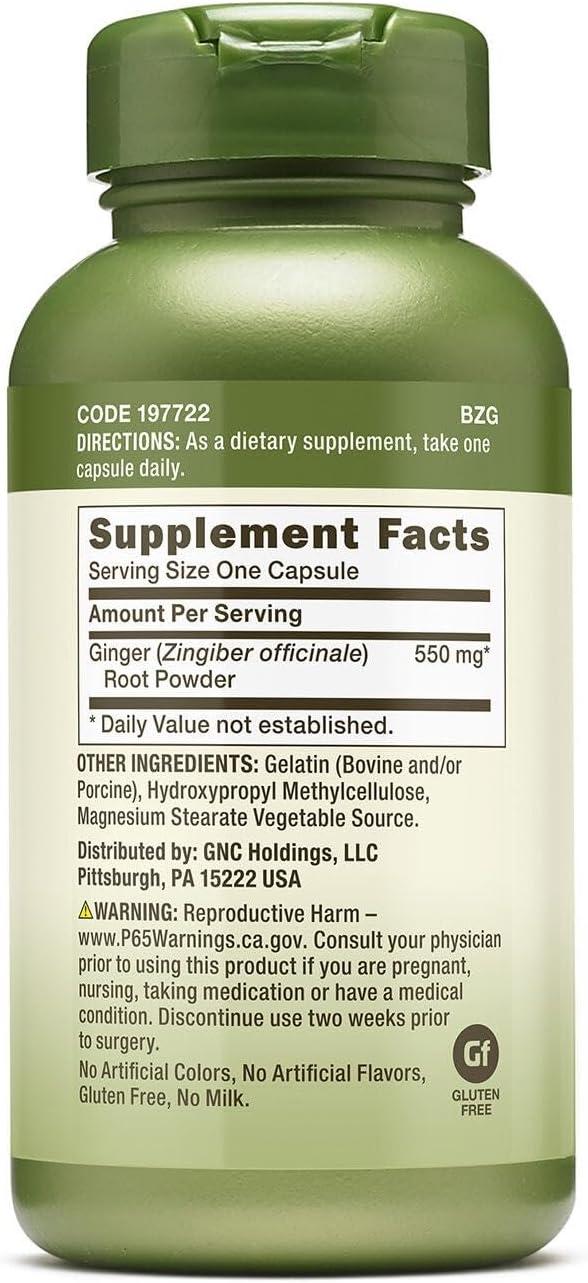 imageGNC Herbal Plus Ginger Root 550mg Supplement Supports Digestive Health 100 Servings