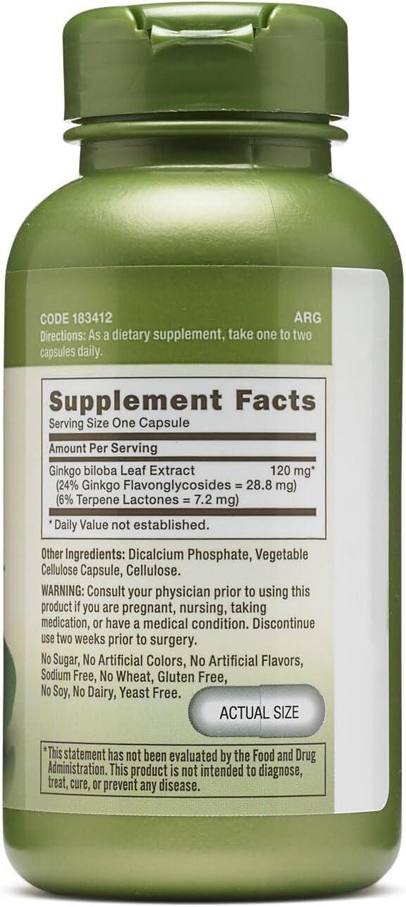imageGNC Herbal Plus Ginkgo Biloba 120mg Supplement Vegetarian Supports Mental Sharpness 100 Servings