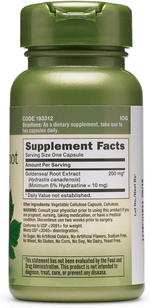 imageGNC Herbal Plus Goldenseal Root Extract 200mg Supplement Vegetarian Supports Natural Resistance 50 Servings