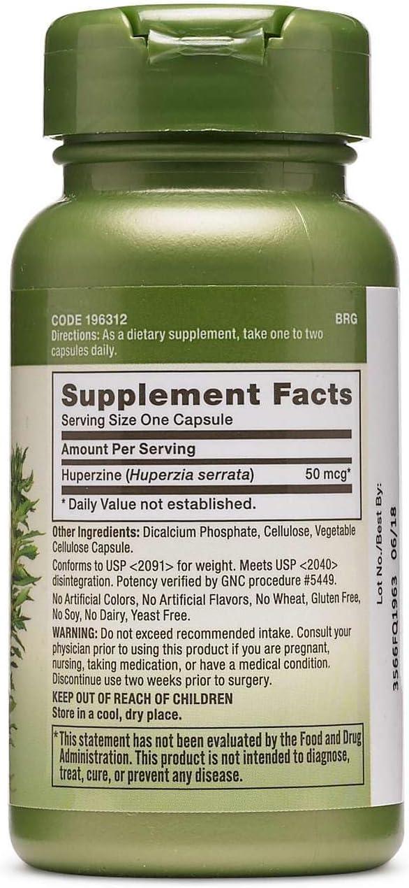 imageGNC Herbal Plus Huperzine A 50mcg Supplement Vegetarian 50 Servings