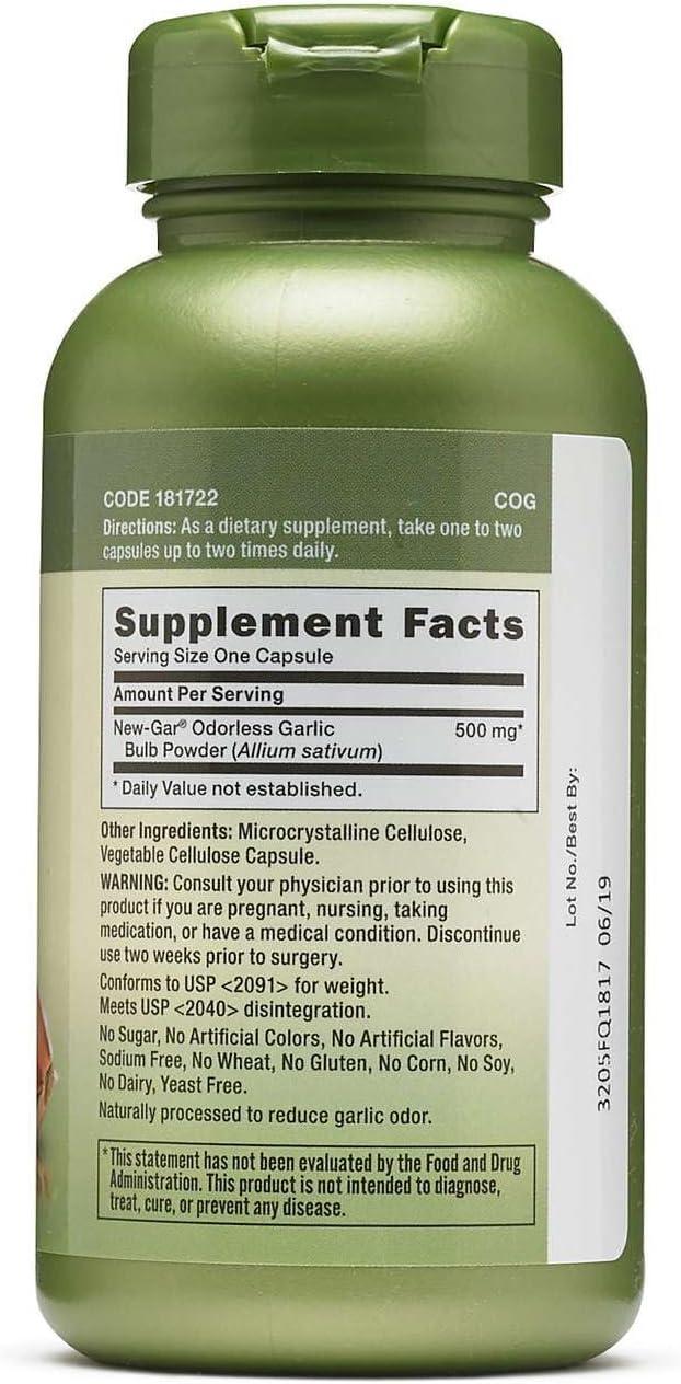 imageGNC Herbal Plus Odorless Garlic 500mg Supplement Vegetarian Supports Cardiovascular Health 100 Servings