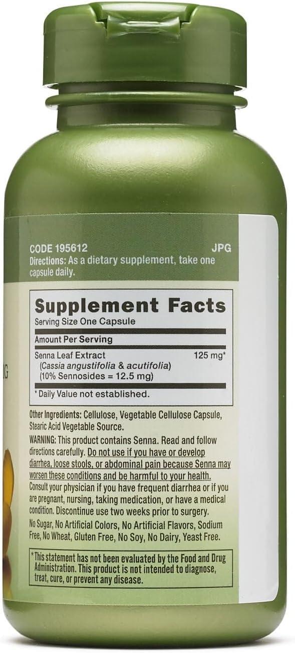 imageGNC Herbal Plus Senna Leaf Extract 125mg 100 Capsules A Natural Laxative