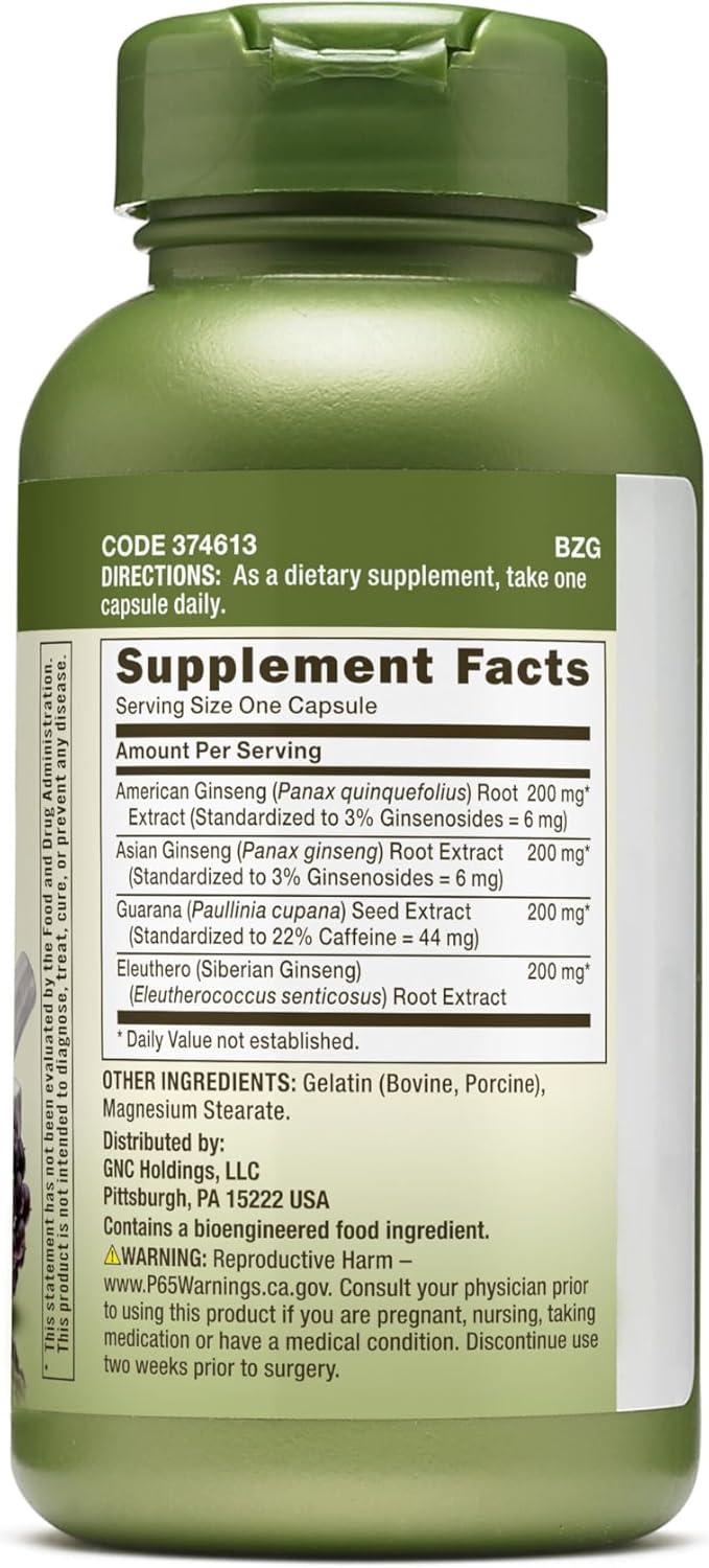 imageGNC Herbal Plus Triple Ginsa Rush Supports Vitality and Energy 100 Capsules