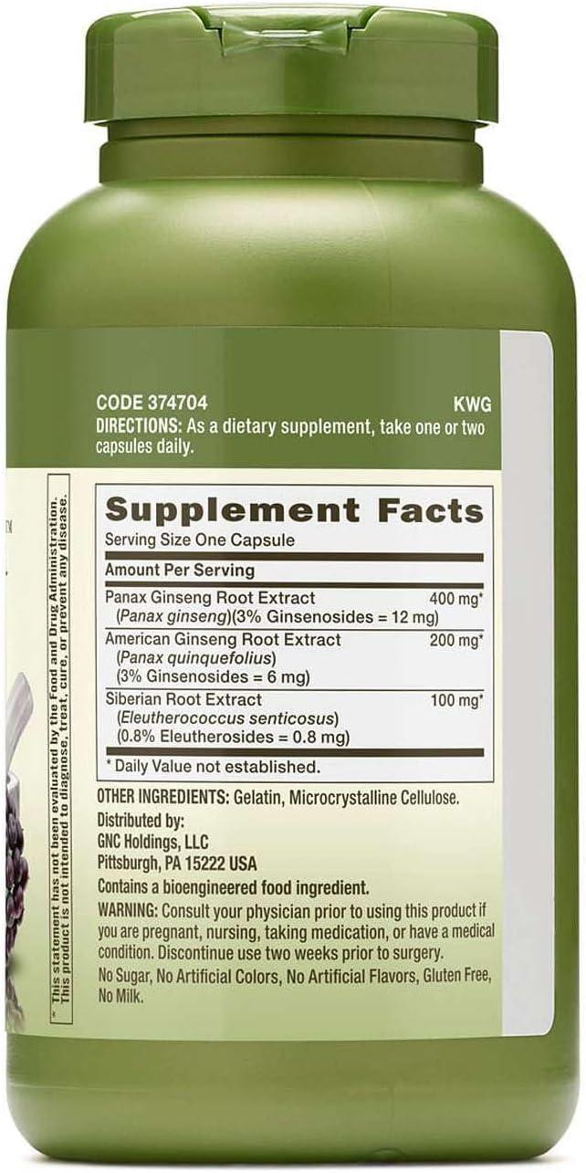 imageGNC Herbal Plus Triple Ginsa Supplement Supports Vitality 100 Servings200 Count Pack of 1