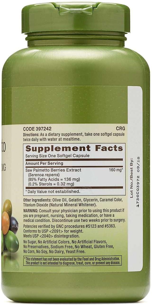 imageGNC Herbal Saw Palmetto Extract 160mg Supplement 200 Servings200 Count Pack of 1