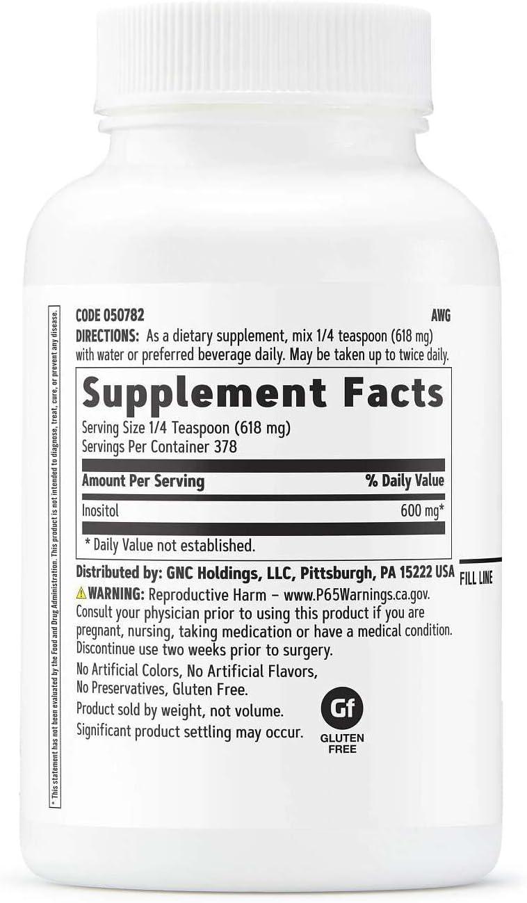 imageGNC Inositol Powder 600mg Plays Critical Role in Cell Function and Growth 378 Servings8 Ounce Pack of 1