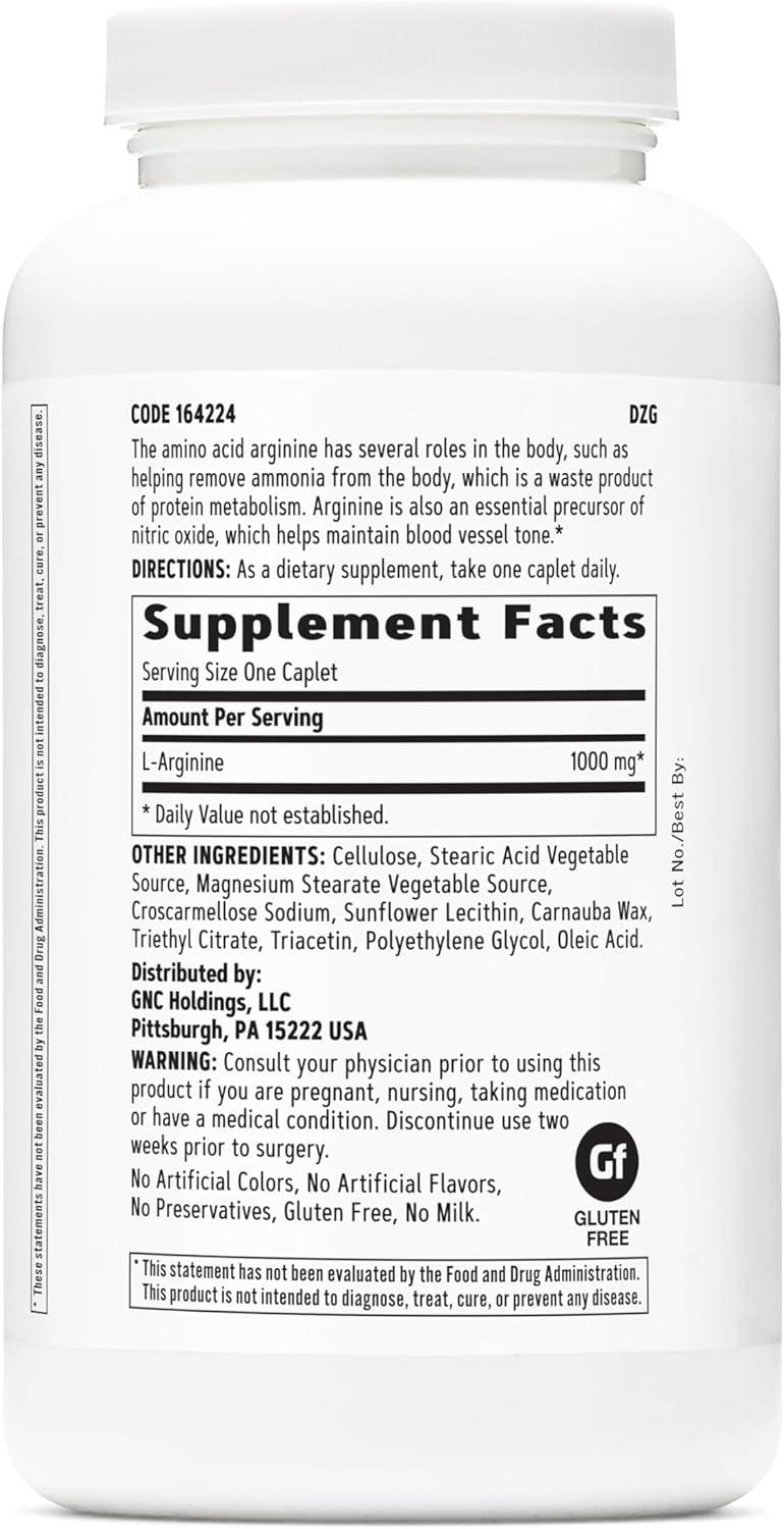 imageGNC L Arginine 1000mg Supplement Supports Healthy Blood Vessel Tone 180 Servings180 Count Pack of 1