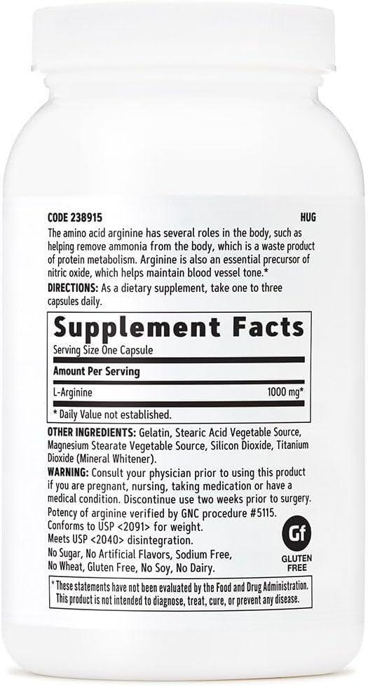 imageGNC L Arginine 1000mg Supplement Supports Healthy Blood Vessel Tone 180 Servings90 Count Pack of 1