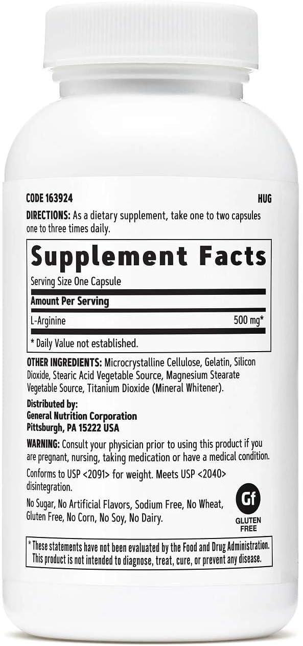 imageGNC L Arginine 500mg Supplement Supports Healthy Blood Vessel Tone 90 Servings90 Count Pack of 1