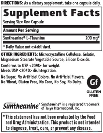 imageGNC LTheanine 200mg Promotes Relaxation 60 Capsules