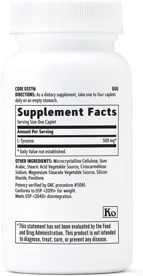 imageGNC LTyrosine 500mg Supports Normal Healthy Nervous System Activity 60 Vegetarian Caplets60 Count Pack of 1