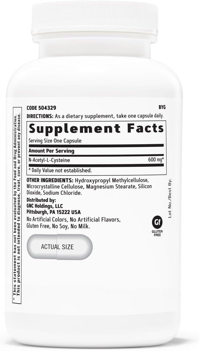 imageGNC NAcetylLCysteine NAC 600mg 120 Vegetarian Capsules 120 Servings