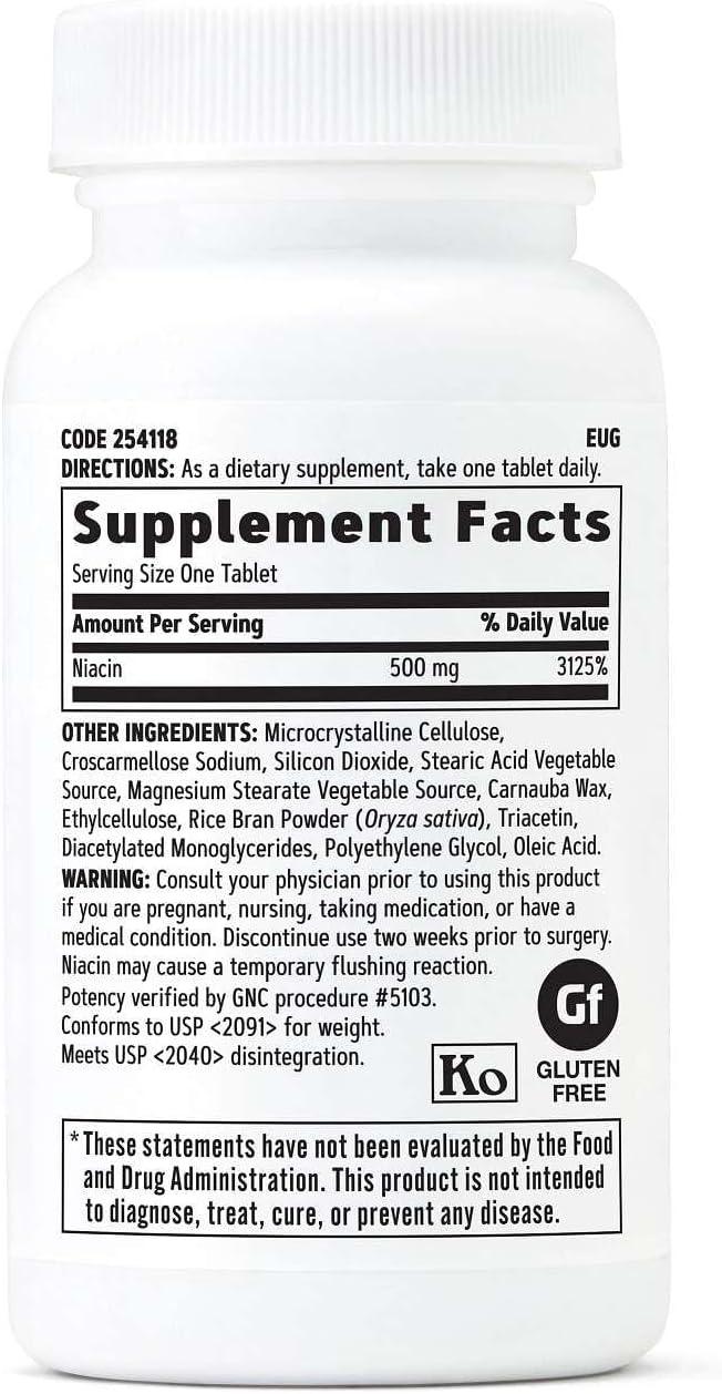 imageGNC Niacin 500mg 100 Tablets Supports Blood Vessel Health100 Count Pack of 1