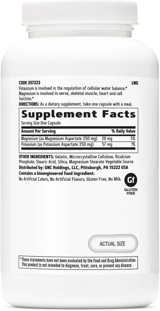 imageGNC Potassium and Magnesium Aspartate 250mg Supplement Helps Regulate Water Balance 240 ServingsUnflavored