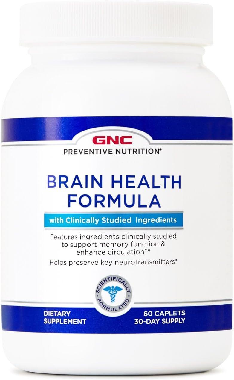 imageGNC Preventive Nutrition Brain Health Formula 60 Caplets Supports Memory Function and Enhances Circulation