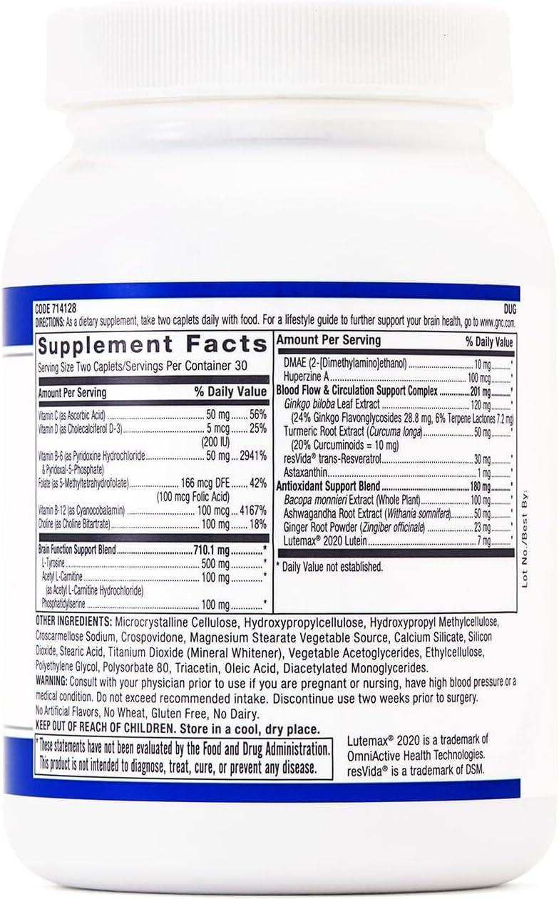 imageGNC Preventive Nutrition Brain Health Formula 60 Caplets Supports Memory Function and Enhances Circulation