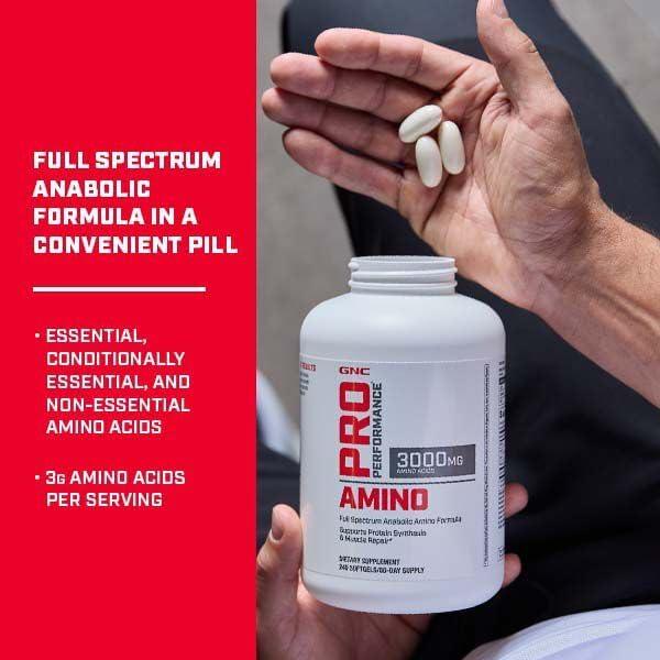 imageGNC Pro Performance Amino 3000mg 240 Softgels Supports Protein Synthesis and Muscle Repair240 Count Pack of 1