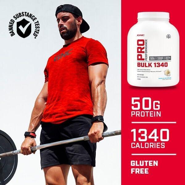 imageGNC Pro Performance Bulk 1340 Mass Gainer Protein Powder 50g Gluten Free Whey Creatine BCAA 3rd Party Tested Muscle Recovery amp Growth Micronutrients Vanilla Ice Cream 9 Servings