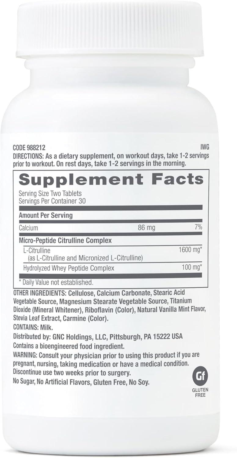 imageGNC Pro Performance Citrulline Complex 1700mg 60 Tablets Fuels Nitric Oxide Production for Healthy Blood Flow