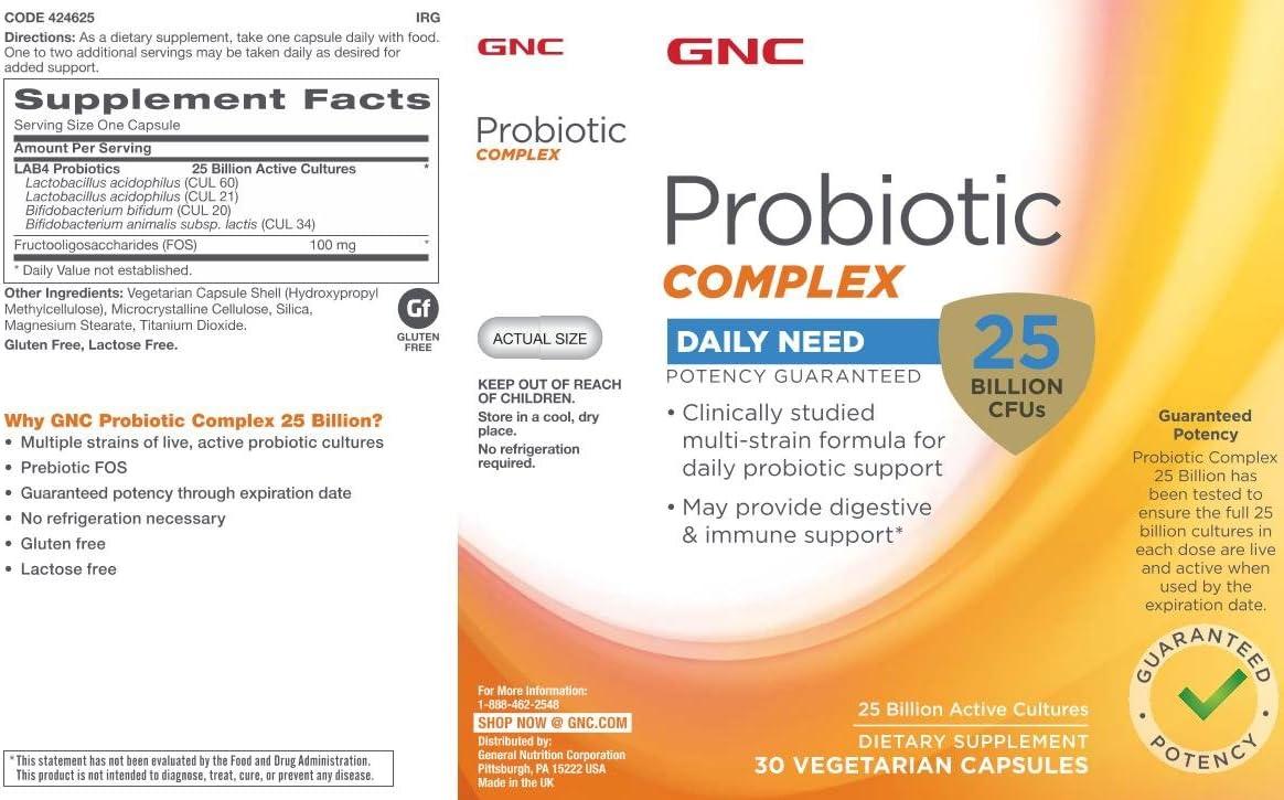 imageGNC Probiotic Complex Daily Need with 25 Billion CFUs Twin Pack 30 Capsules per Bottle Daily Probiotic Support2