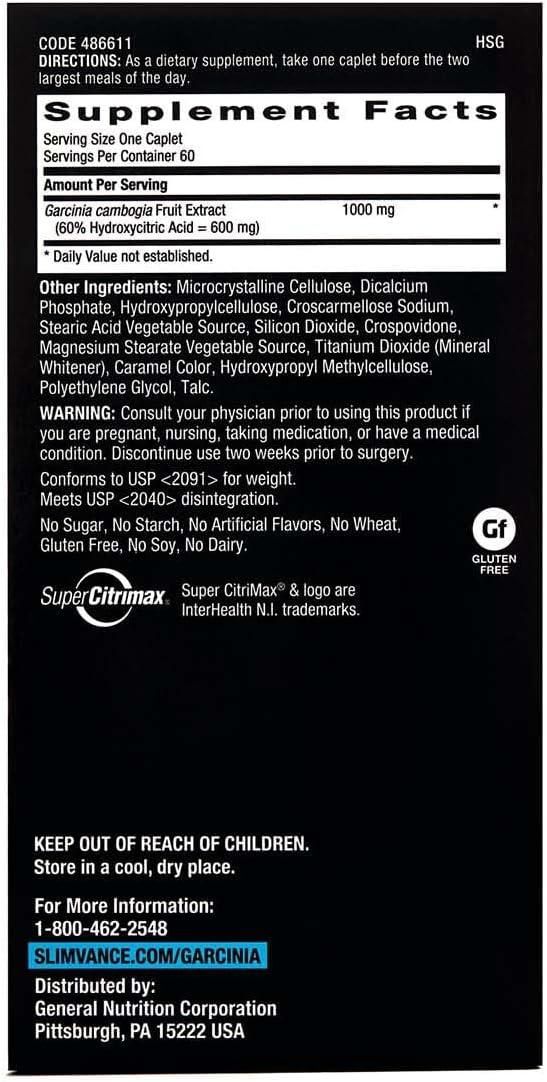 imageGNC Slimvance BodyDynamix Super Citrimax Garcinia Cambogia 60 Count