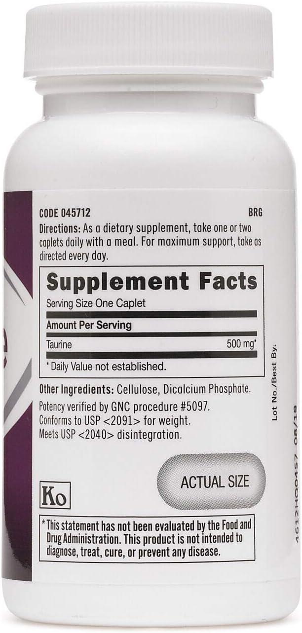 imageGNC Taurine 500mg 50 Caplets Supports Muscle Function50 Count Pack of 1