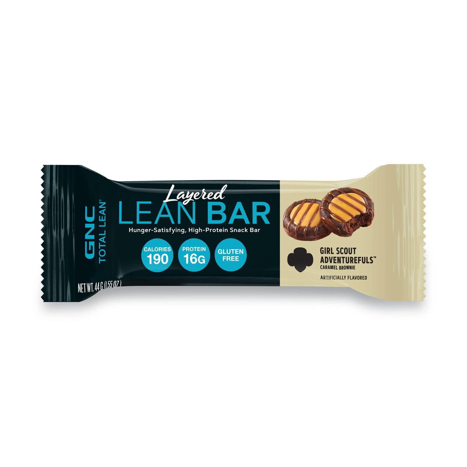 imageGNC Total Lean Layered Lean Bar Hunger Satisfying High Protein Snack Bar Peanut Butter Pie 9 BarsGirl Scout Adventurefuls Caramel Brownie