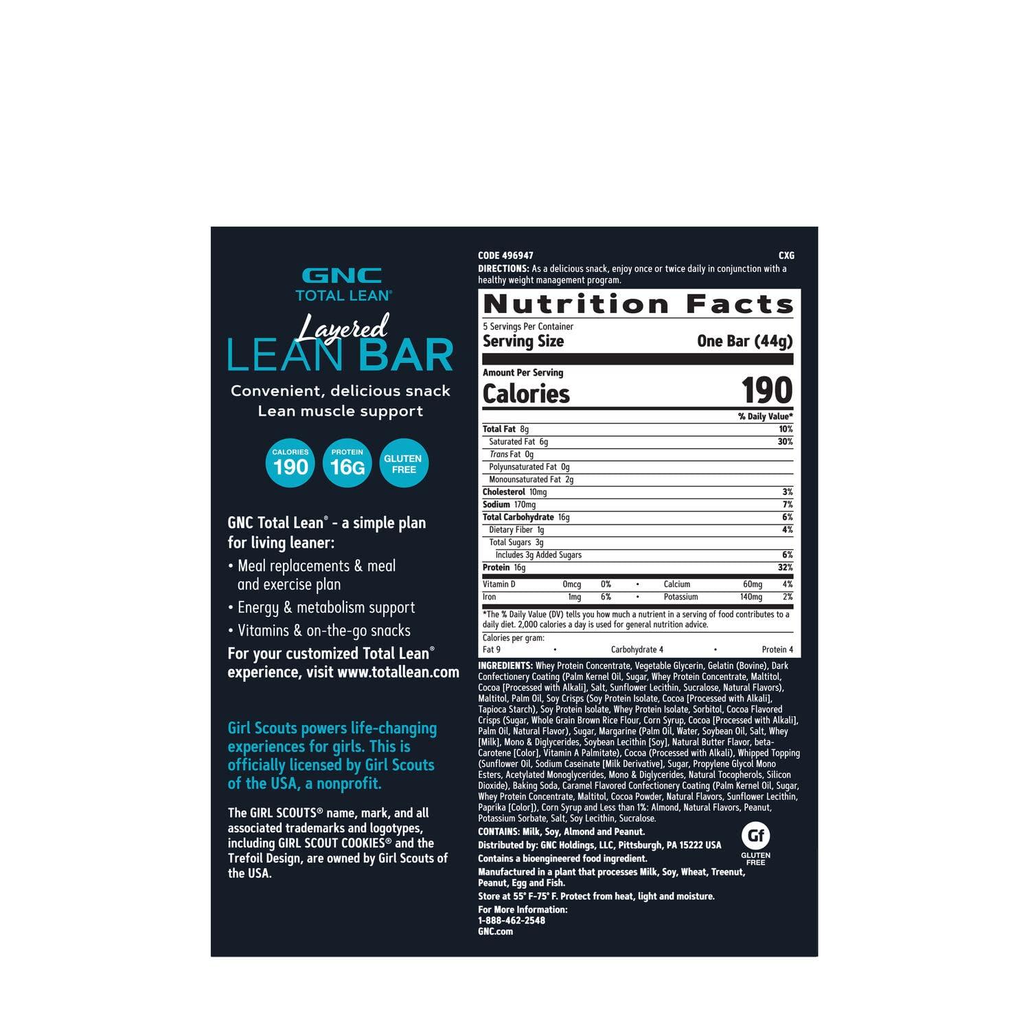 imageGNC Total Lean Layered Lean Bar Hunger Satisfying High Protein Snack Bar Peanut Butter Pie 9 BarsGirl Scout Adventurefuls Caramel Brownie