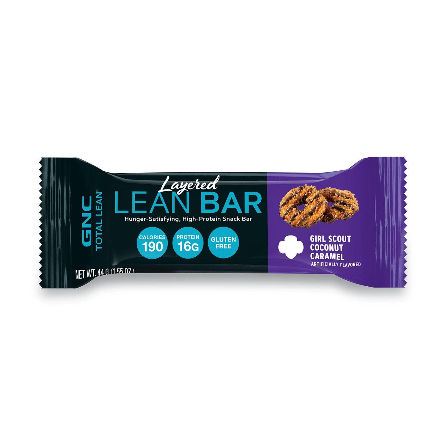 imageGNC Total Lean Layered Lean Bar Hunger Satisfying High Protein Snack Bar Peanut Butter Pie 9 BarsGirl Scout Coconut Caramel
