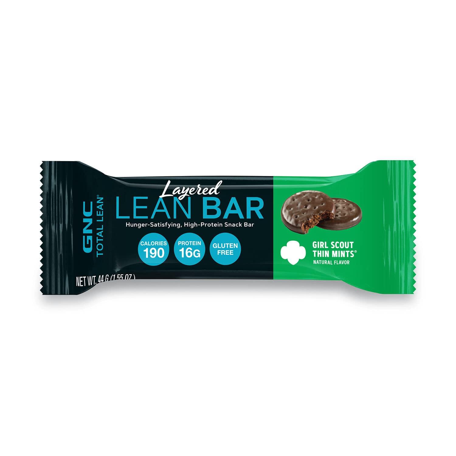 imageGNC Total Lean Layered Lean Bar Hunger Satisfying High Protein Snack Bar Peanut Butter Pie 9 BarsGirl Scout Thin Mints