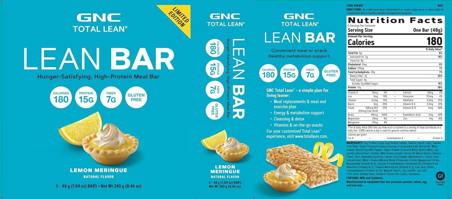 imageGNC Total Lean Layered Lean Bar Hunger Satisfying High Protein Snack Bar Peanut Butter Pie 9 BarsLemon Meringue
