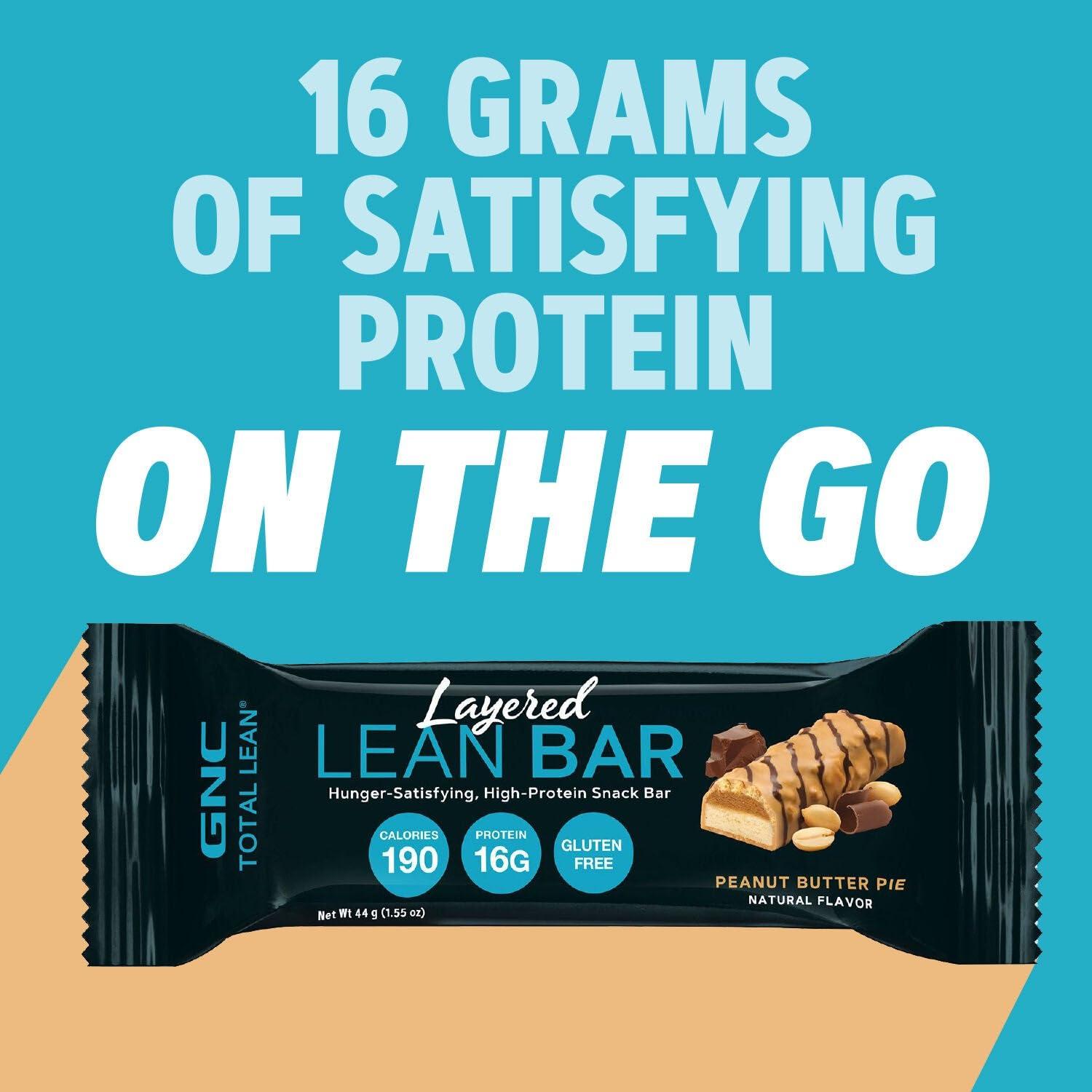imageGNC Total Lean Layered Lean Bar Hunger Satisfying High Protein Snack Bar Peanut Butter Pie 9 BarsPeanut Butter Pie