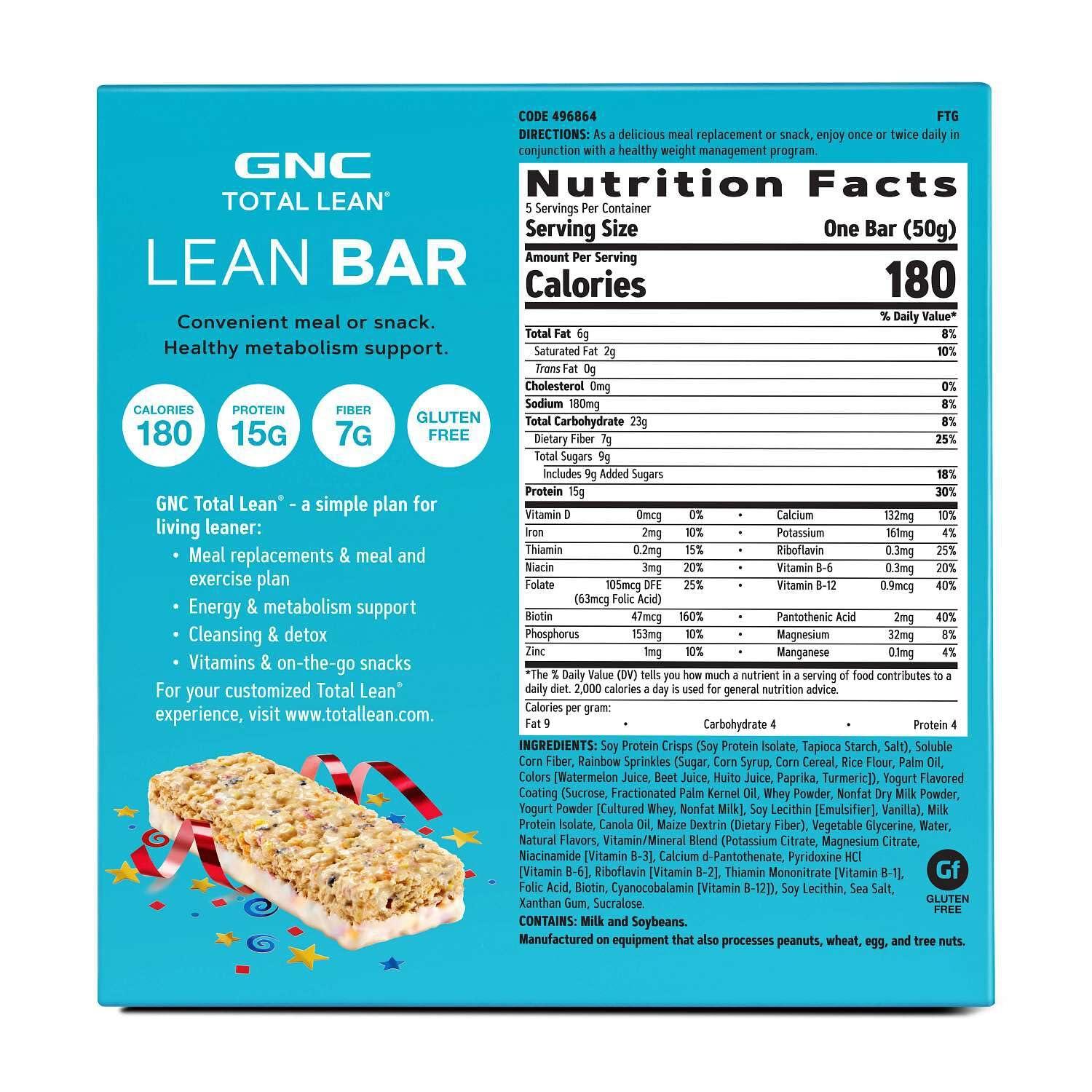 imageGNC Total Lean Layered Lean Bar Hunger Satisfying High Protein Snack Bar Peanut Butter Pie 9 BarsVanilla Birthday Cake