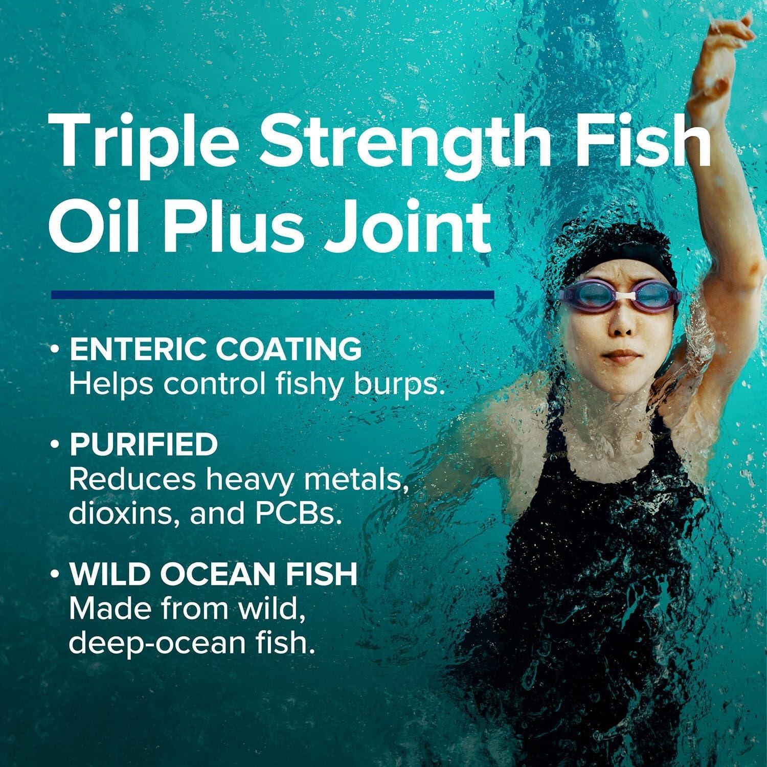 imageGNC Triple Strength Fish Oil Plus Joint Omega 3 1000mg EPA and DHA Heart Health Plus Fast 5 Day Comfort Brain Skin and Eye Antioxidants and Botanical Extracts Control Fish Burps 30 Servings